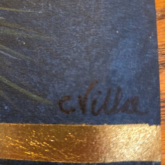 Hand Painted Pinecones Border Painting 36" Signed - Picture 8 of 8